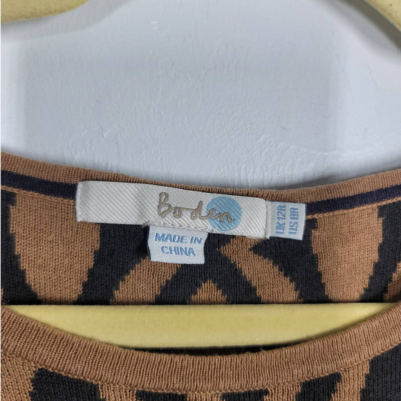 Boden Knit Tunic Sheath Dress Size 8 Geometric Printed 3/4 Sleeve Boat Neck - Picture 4 of 6